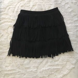 Zara black fringe mini skirt.